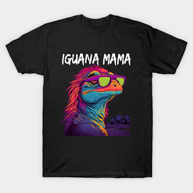 Iguana Mama Synthwave T-Shirt by Obotan Mmienu